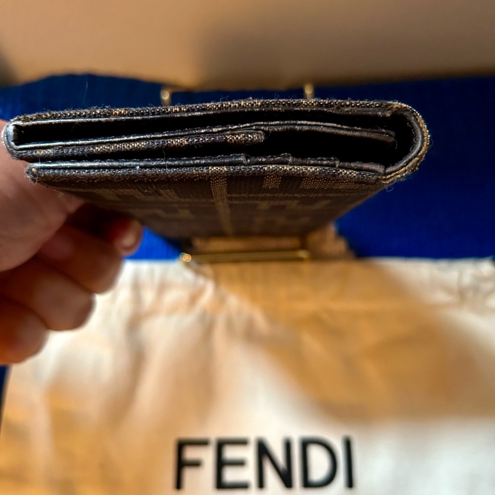Fendi Zucca FF Chocolate Leather - Canvas Print Long Wallet With Dust Bag - Picture 9 of 9